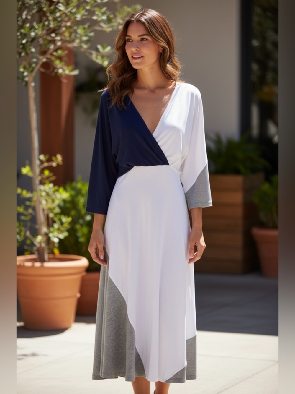 ASOS Navy & White Contrast Neckline Top